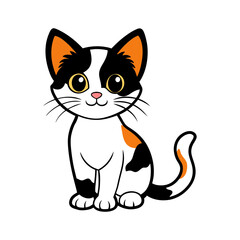 a cute and adorable cartoon style calico kitten