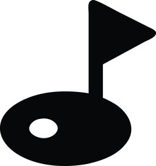 Black silhouette of a musical eighth note with a flag