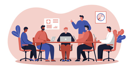 Diverse team collaborating in a modern office meeting, discussing business strategy and data. Ideal for corporate, teamwork, and planning concepts.