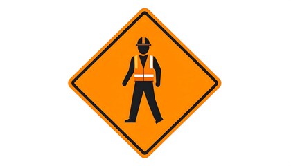 Warning sign showing a person in a safety vest