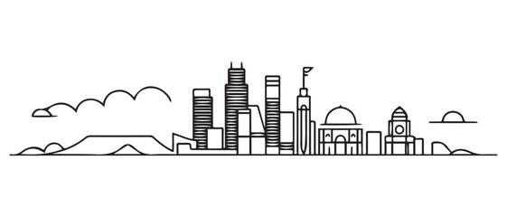 Obraz premium Los Angeles Line Art skyline. Travel Los Angeles famous landmarks. Business and tourism concept for presentation, banner, web site. with white background