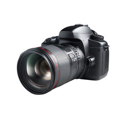 Fototapeta premium Professional black digital SLR camera isolated on a transparent background