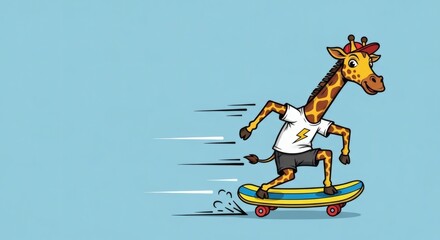Cartoon Giraffe on Skateboard A Whimsical Adventure on Wheels