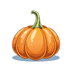 Cartoon style pumpkin illustration on black background for autumn holiday design elements