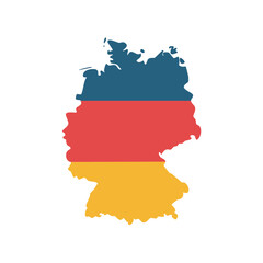Obraz premium Germany Map Shape with Flag Colors on Black Background. Federal Republic of Germany.
