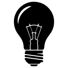 Obraz premium Black Light bulb silhouette icon PNG | Minimal Flat Silhouette Icon Download 