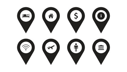 Location Icons Representing Different Services and Features	