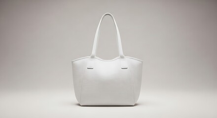 White leather tote bag isolated on neutral background