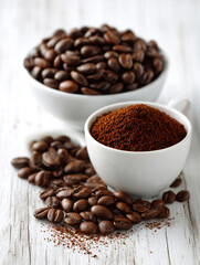 Fototapeta premium Cup of Coffee with Roasted Beans”