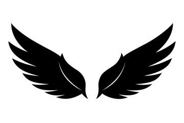 Obraz premium angel wings, Wings collection with feathers, Black white vector illustration, Tattoo.