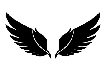 Obraz premium angel wings, Wings collection with feathers, Black white vector illustration, Tattoo.