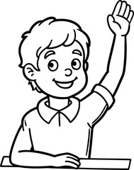 student raising hand coloring page