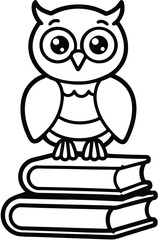 Own sitting on books coloring page for kids