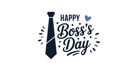 Festive Happy Boss's Day design with necktie and heart icon, perfect for corporate greetings, appreciation cards, and office celebrations 