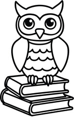 Own sitting on books coloring page for kids