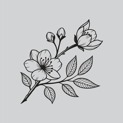 Lisianthus Minimalist Flower Drawing in Black Ink