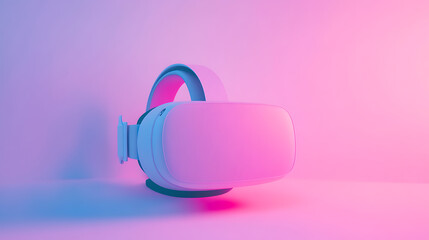 Virtual Reality Headset in Neon Lighting
