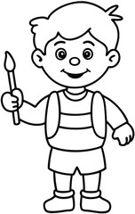 Student holding pencil coloring page for kids