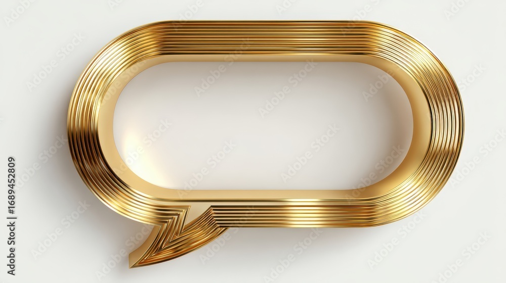 Poster golden 3d speech bubble icon with menu lines isolated on transparent background