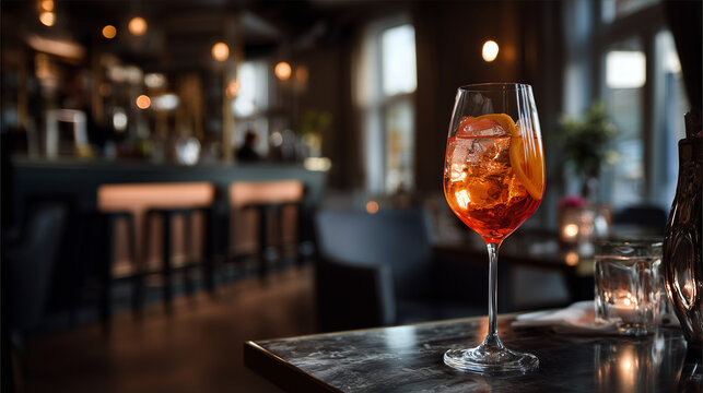 A spritz on a table in an American bar