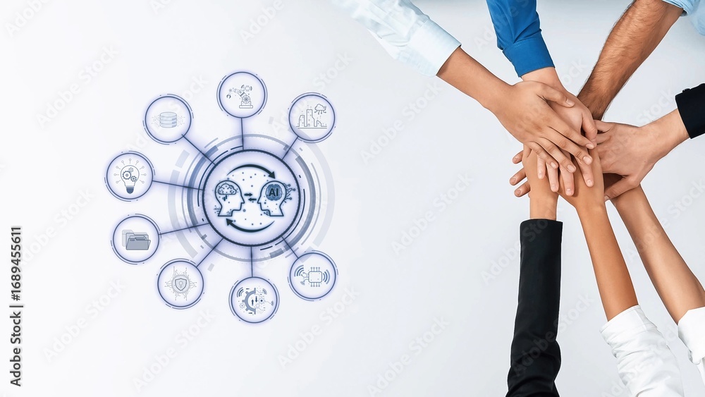 Poster a creative visual showcasing diverse hands coming together in a collaborative effort symbolizing tea