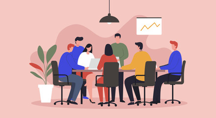 Diverse business team collaborating in a professional meeting, discussing data and strategy for growth. Ideal for corporate, teamwork, and analysis concepts.