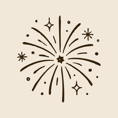 Hand Drawn Fireworks burst Wedding Illustration Collection