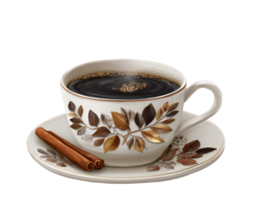 Hot Coffee Cup with Cinnamon Illustration on a White Background