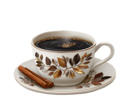 Hot Coffee Cup with Cinnamon Illustration on a White Background