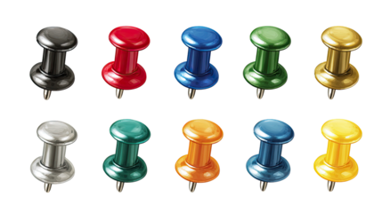 Assorted push pins in various colors