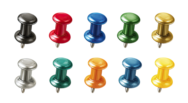 Assorted push pins in various colors - Powered by Adobe