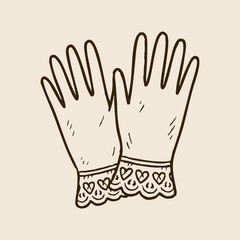 Obraz premium Hand Drawn Lace Gloves Wedding Illustration Collection