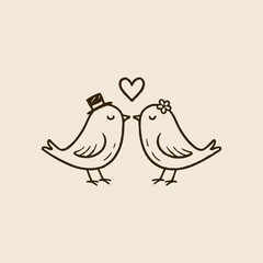 Hand Drawn Wedding Birds Illustration Collection