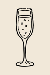 Hand Drawn Champagne Wedding Illustration Collection