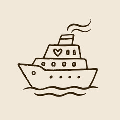 Obraz premium Hand Drawn Wedding Cruise Ship Illustration Collection
