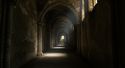 Dark corridor interior