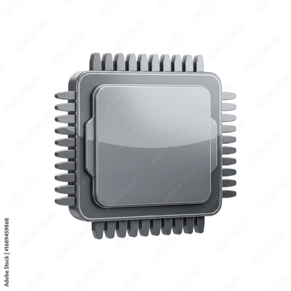 Poster modern computer processor chip isolated on transparent background