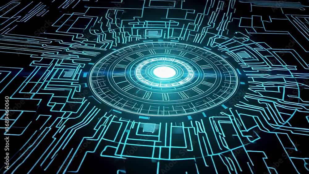 Poster futuristic technology circuit board animation background digital network system design