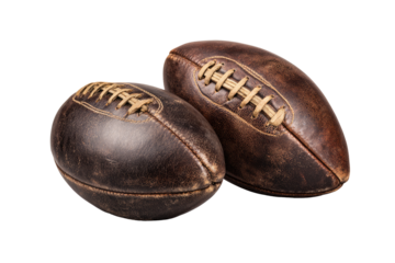 Two vintage leather footballs
