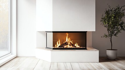 Modern fireplace in a cozy living space