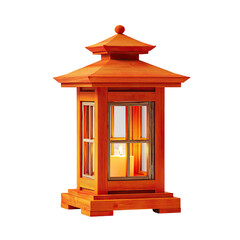 Orange wooden lantern with candle (1)