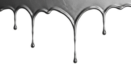 metallic silver liquid dripping isolated on white background, abstract shiny metal fluid effect symbol for futuristic, luxury, and industrial design

