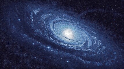 Vast, spiral galaxy in deep space with bright center and swirling, blue arms