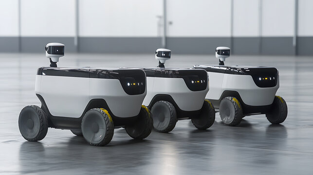 Three Autonomous Delivery Robots in a Modern Indoor Setting