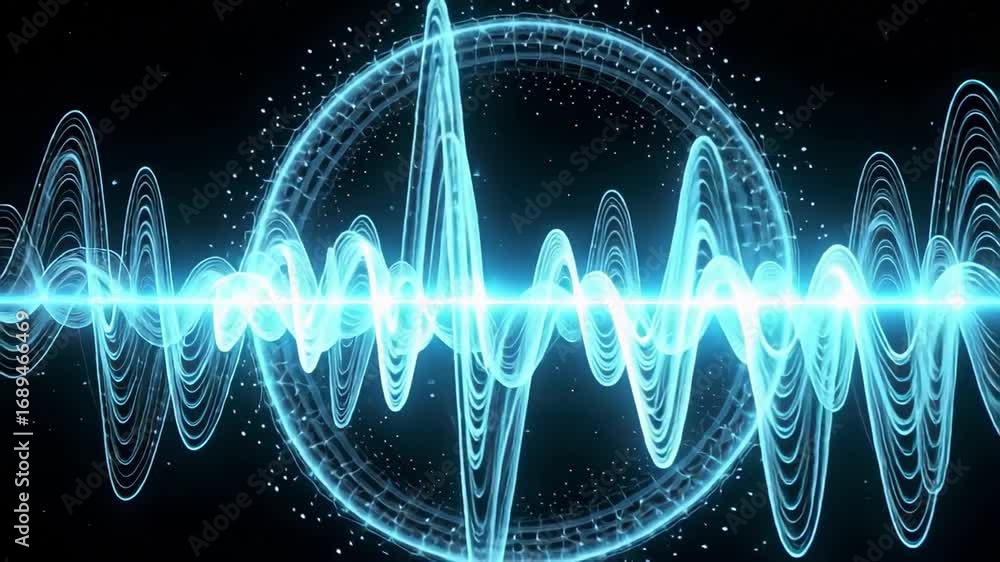 Poster audio wave visualizer sound frequency spectrum animation graphic equalizer music beat 100 characters