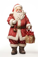 Santa Claus figure figurine bag white background.