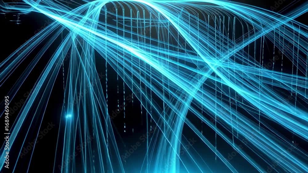 Poster abstract blue light trails background animation loop for visuals and presentations use 100