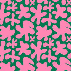seamless pattern, pink flowers illustration