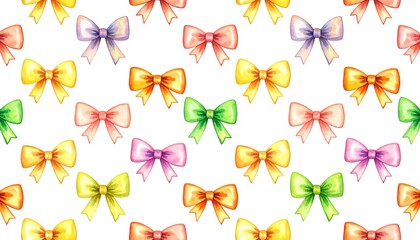 Watercolor bows on white background