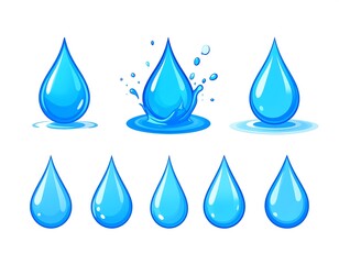 Water drops in various stages